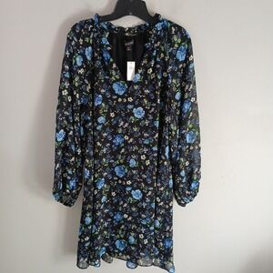 Banana Republic‎ Women's Size M Balloon Sleeve Blouson Dress Floral V-neck NWT
